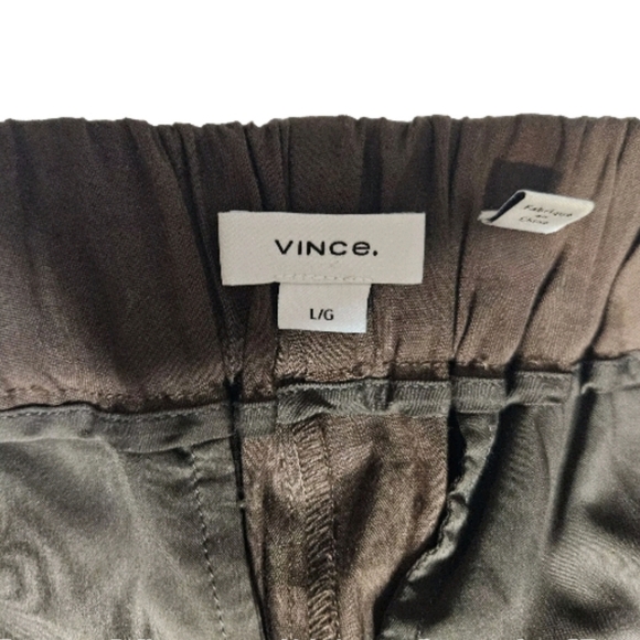 Vince Pintuck-Detailing Linen-Blend Trousers SZ L - Picture 3 of 8
